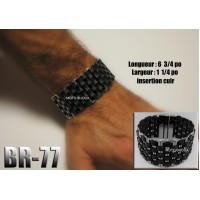 Br-077, Bracelet  acier inoxidable « stainless steel » et cuir